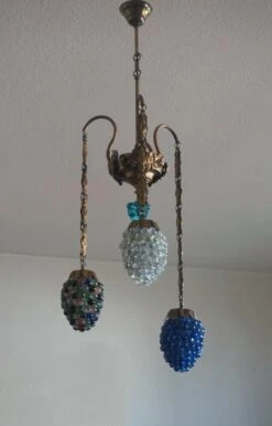 Art Deco Murano Glass Three-Light Grape Chandelier, Italy, Mid-20th Century 20 Art Deco Murano Glass Three-Light Grape Chandelier, Italy, Mid-20th Century -Promos Meubles Boutique DSC06622 2 master