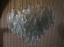 Murano Midcentury Sea Water Color Glass And Brass Chandelier, 1970 -Promos Meubles Boutique DSC08867 master