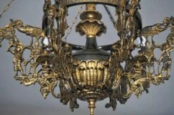 Art Nouveau Patinated Bronze And Brass Candle Chandelier, Seven Candleholders -Promos Meubles Boutique DSC5468 master