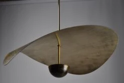 Tarnished Bronze Large Handmade Swedish Sculptural Pendant At 35”/90cm Diameter -Promos Meubles Boutique DSC 0654 master