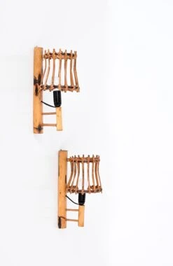 Pair Of Midcentury Rattan "Lantern" Sconces, Louis Sognot, France, 1960s 16 Pair Of Midcentury Rattan "Lantern" Sconces, Louis Sognot, France, 1960s -Promos Meubles Boutique DSC 5099 master