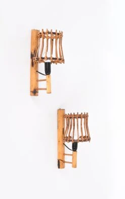Pair Of Midcentury Rattan "Lantern" Sconces, Louis Sognot, France, 1960s 21 Pair Of Midcentury Rattan "Lantern" Sconces, Louis Sognot, France, 1960s -Promos Meubles Boutique DSC 5103 master