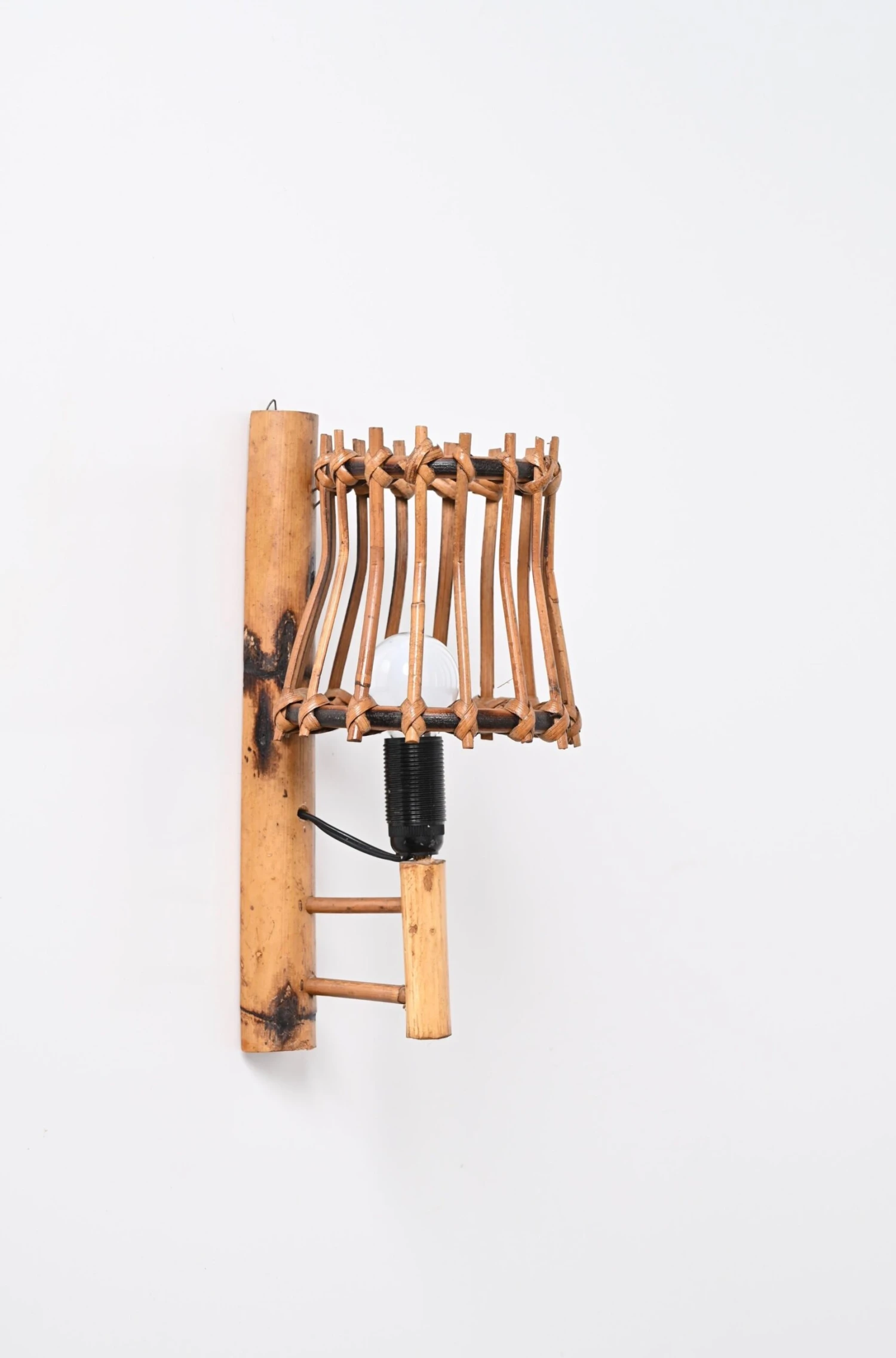 Pair Of Midcentury Rattan "Lantern" Sconces, Louis Sognot, France, 1960s 12 Pair Of Midcentury Rattan "Lantern" Sconces, Louis Sognot, France, 1960s – Image 10