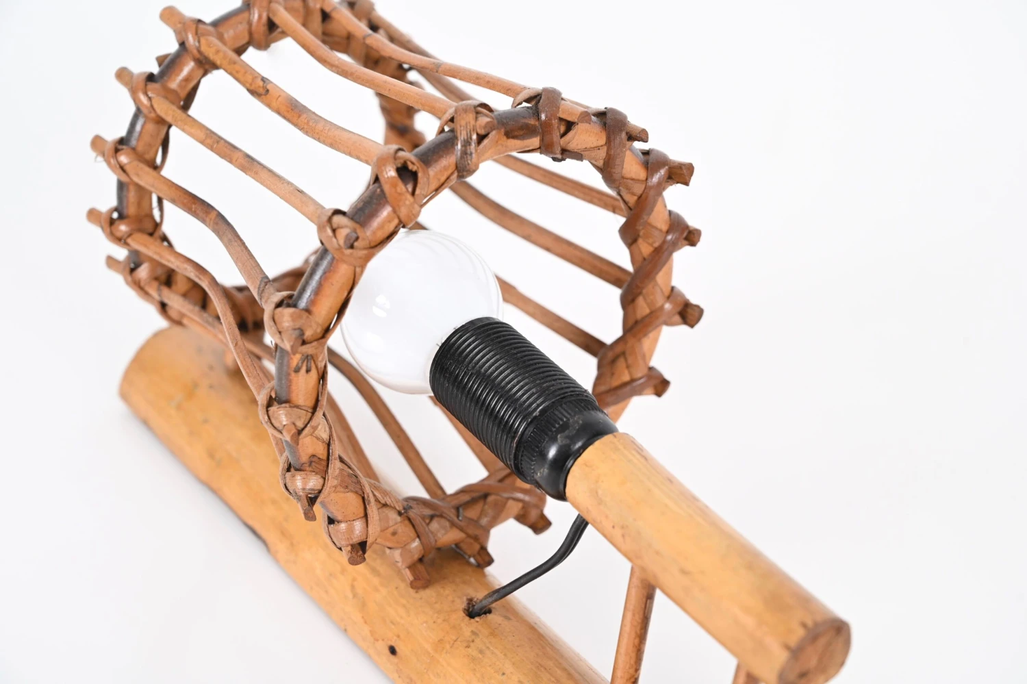 Pair Of Midcentury Rattan "Lantern" Sconces, Louis Sognot, France, 1960s 9 Pair Of Midcentury Rattan "Lantern" Sconces, Louis Sognot, France, 1960s – Image 7