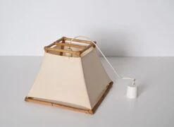 Midcentury Bamboo, Cane And Rattan French Chandelier After Louis Sognot, 1960s -Promos Meubles Boutique DSC 5962 master