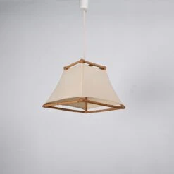 Midcentury Bamboo, Cane And Rattan French Chandelier After Louis Sognot, 1960s -Promos Meubles Boutique DSC 6012 master