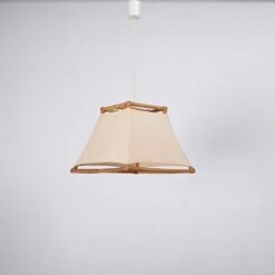 Midcentury Bamboo, Cane And Rattan French Chandelier After Louis Sognot, 1960s -Promos Meubles Boutique DSC 6015 master