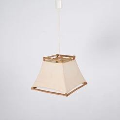 Midcentury Bamboo, Cane And Rattan French Chandelier After Louis Sognot, 1960s -Promos Meubles Boutique DSC 6017 master