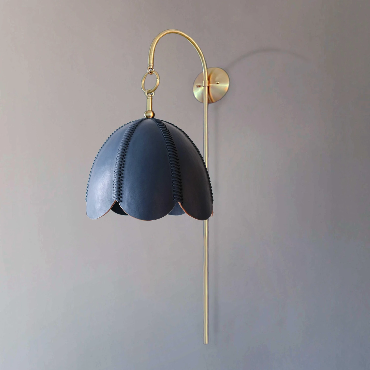 Leather Arched Sconce, Cobalt, Small, Doma, Saddle Lamp Collection 4 Leather Arched Sconce, Cobalt, Small, Doma, Saddle Lamp Collection – Image 2