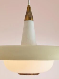 Stilnovo Midcentury Pendant Light Made Of Opal Glass, Brass & Metal, Italy 1950s -Promos Meubles Boutique EM 42080 master