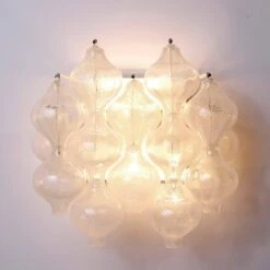 Pair Of Kalmar 'Tulipan' Wall Lights Sconces, Glass Brass, 1970s, Five Pairs -Promos Meubles Boutique G8A9184 master