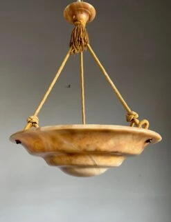 Great Art Deco Design Antique Alabaster Pendant W. Perfect Alabaster Canopy 1920 -Promos Meubles Boutique IMG 0165D master