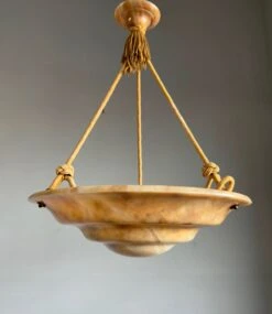Great Art Deco Design Antique Alabaster Pendant W. Perfect Alabaster Canopy 1920 -Promos Meubles Boutique IMG 0166D master