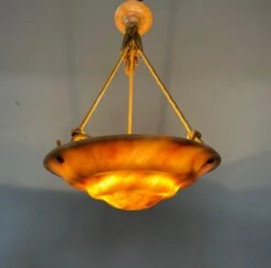 Great Art Deco Design Antique Alabaster Pendant W. Perfect Alabaster Canopy 1920 -Promos Meubles Boutique IMG 0168D master