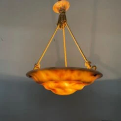 Great Art Deco Design Antique Alabaster Pendant W. Perfect Alabaster Canopy 1920 -Promos Meubles Boutique IMG 0175D master