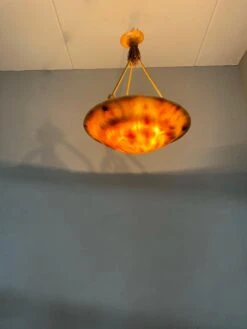 Great Art Deco Design Antique Alabaster Pendant W. Perfect Alabaster Canopy 1920 -Promos Meubles Boutique IMG 0176D master