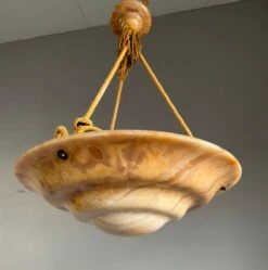 Great Art Deco Design Antique Alabaster Pendant W. Perfect Alabaster Canopy 1920 -Promos Meubles Boutique IMG 0187D master