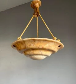 Great Art Deco Design Antique Alabaster Pendant W. Perfect Alabaster Canopy 1920 -Promos Meubles Boutique IMG 0188D master