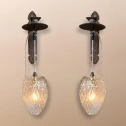 Pair Of Rustic Hanging Cut Glass Wall Lights -Promos Meubles Boutique IMG 0400 master