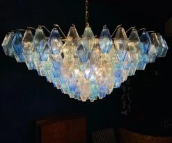 Extraordinary Sapphire Color Poliedri Murano Glass Ceiling Light Or Chandelier -Promos Meubles Boutique IMG 0919 master