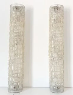 Large Ice Glass Wall Sconces In Textured Murano Glass By Hillebrand, 1970 -Promos Meubles Boutique IMG 1365 master