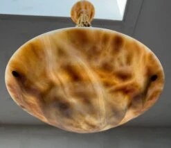 Great Art Deco Design Antique Alabaster Pendant W. Perfect Alabaster Canopy 1920 -Promos Meubles Boutique IMG 1676499173835 master