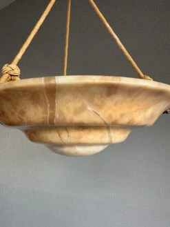 Great Art Deco Design Antique Alabaster Pendant W. Perfect Alabaster Canopy 1920 -Promos Meubles Boutique IMG 1676839361132 master