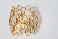 Pair Of Golden Gilded Brass And Crystal Sconce By Palwa, Germany, Circa 1960s -Promos Meubles Boutique IMG 1856 master