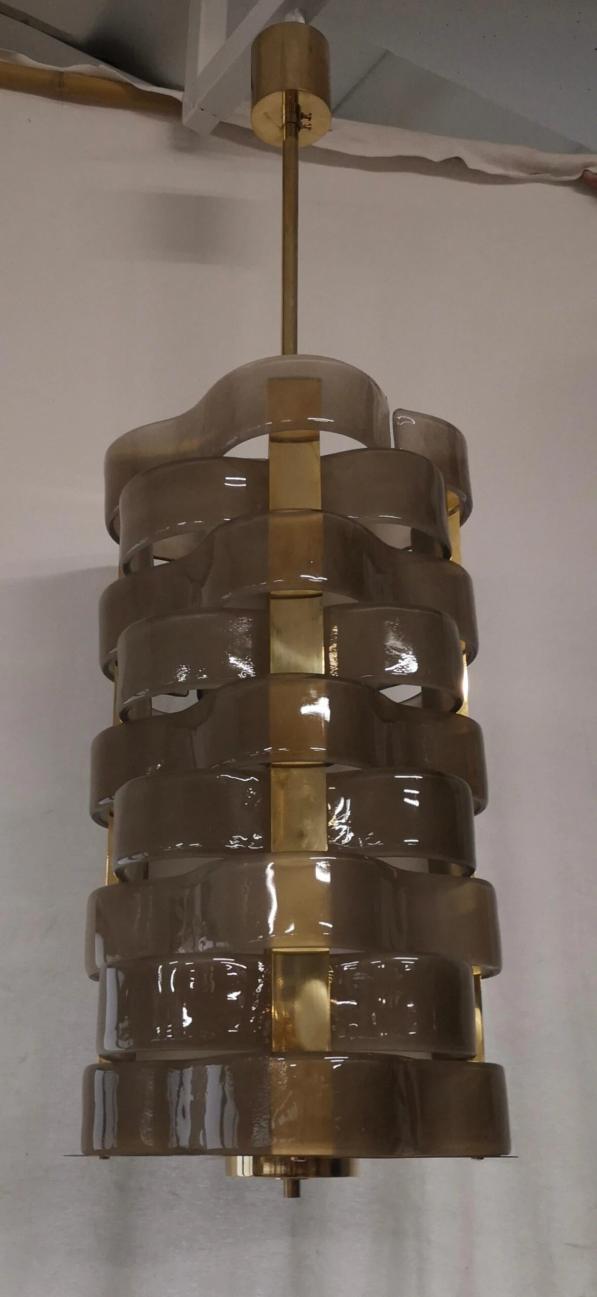 Murano Glass And Brass Mid-Century Chandelier, 2000 4 Murano Glass And Brass Mid-Century Chandelier, 2000 – Image 2