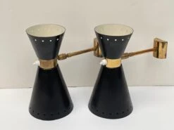 Pair Of Black Enameled Metal Italian Sconces From 1950 -Promos Meubles Boutique IMG 2589 master 1