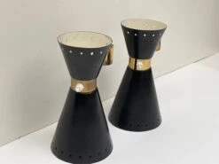 Pair Of Black Enameled Metal Italian Sconces From 1950 -Promos Meubles Boutique IMG 2590 master