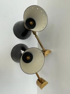 Pair Of Black Enameled Metal Italian Sconces From 1950 -Promos Meubles Boutique IMG 2591 master