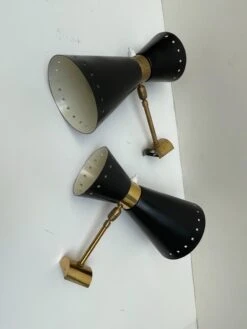 Pair Of Black Enameled Metal Italian Sconces From 1950 -Promos Meubles Boutique IMG 2593 master
