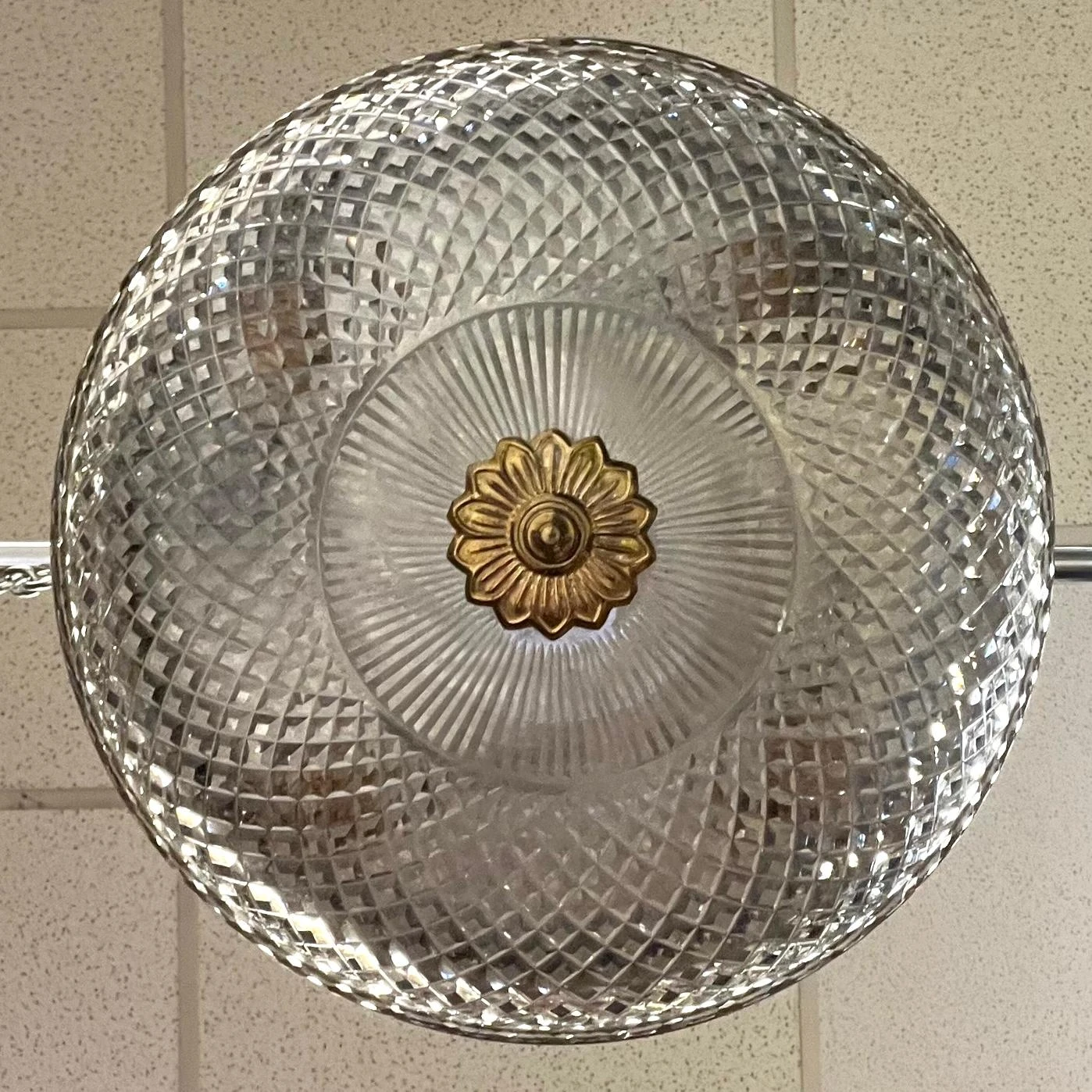 Gilt Metal And Cut Glass Coupe Pendant Form Flush Ceiling Fixture 9 Gilt Metal And Cut Glass Coupe Pendant Form Flush Ceiling Fixture – Image 7