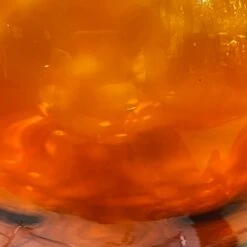 Vintage Mid-Century Modern Spherical Amber Glass Hanging Lamp -Promos Meubles Boutique IMG 2854 master