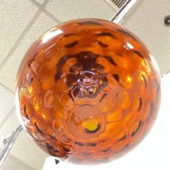 Vintage Mid-Century Modern Spherical Amber Glass Hanging Lamp -Promos Meubles Boutique IMG 2855 master
