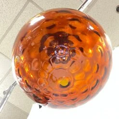 Vintage Mid-Century Modern Spherical Amber Glass Hanging Lamp -Promos Meubles Boutique IMG 2856 master