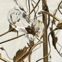 Pair Vintage Bagues Style Patinated Metal And Glass Three-Light Chandeliers -Promos Meubles Boutique IMG 2912 master