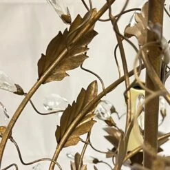 Pair Vintage Bagues Style Patinated Metal And Glass Three-Light Chandeliers -Promos Meubles Boutique IMG 2916 master