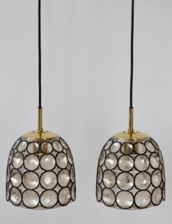 Limburg 1 Of 3 1970s Vintage "Iron" Rings Glass & Brass Pendant Lights Or Lamps -Promos Meubles Boutique IMG 2957 master