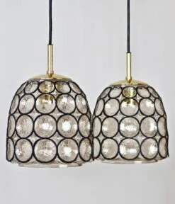 Limburg 1 Of 3 1970s Vintage "Iron" Rings Glass & Brass Pendant Lights Or Lamps -Promos Meubles Boutique IMG 2970 master