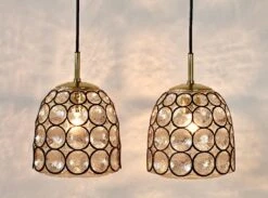 Limburg 1 Of 3 1970s Vintage "Iron" Rings Glass & Brass Pendant Lights Or Lamps -Promos Meubles Boutique IMG 2984 master