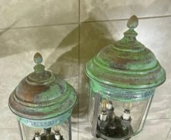 Large Vintage Pair Of Handcrafted Wall-Mounted Copper-Brass Lantern -Promos Meubles Boutique IMG 3096 master