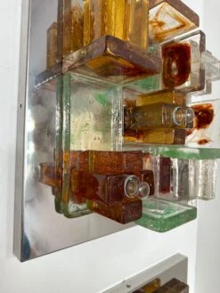Pair Of Geometry Glass Construction Metal Sconces By Poliarte, Italy, 1970s -Promos Meubles Boutique IMG 3140 master