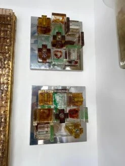 Pair Of Geometry Glass Construction Metal Sconces By Poliarte, Italy, 1970s -Promos Meubles Boutique IMG 3142 master