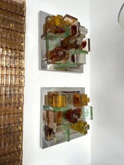 Pair Of Geometry Glass Construction Metal Sconces By Poliarte, Italy, 1970s -Promos Meubles Boutique IMG 3143 master
