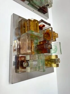 Pair Of Geometry Glass Construction Metal Sconces By Poliarte, Italy, 1970s -Promos Meubles Boutique IMG 3144 master