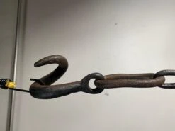 Brutalist Hand-Crafted Iron And Stained Glass Hanging Pendant Lamp, C. 1960's -Promos Meubles Boutique IMG 4066 master