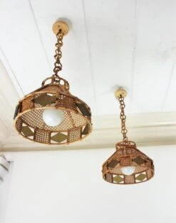 Italian Modern Wicker Wire Rattan Pendant Hanging Lights With Glass Accent, Pair 30 Italian Modern Wicker Wire Rattan Pendant Hanging Lights With Glass Accent, Pair -Promos Meubles Boutique IMG 6051 2 master