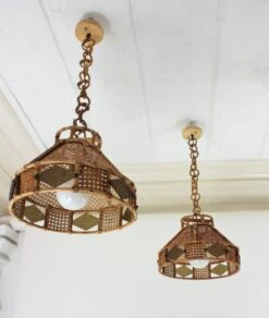 Italian Modern Wicker Wire Rattan Pendant Hanging Lights With Glass Accent, Pair 39 Italian Modern Wicker Wire Rattan Pendant Hanging Lights With Glass Accent, Pair -Promos Meubles Boutique IMG 6053 2 master